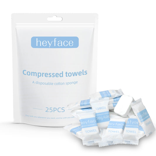 25 Disposable Portable Face Towels Compressed Coin Tissue, 11.02" x 11.8"