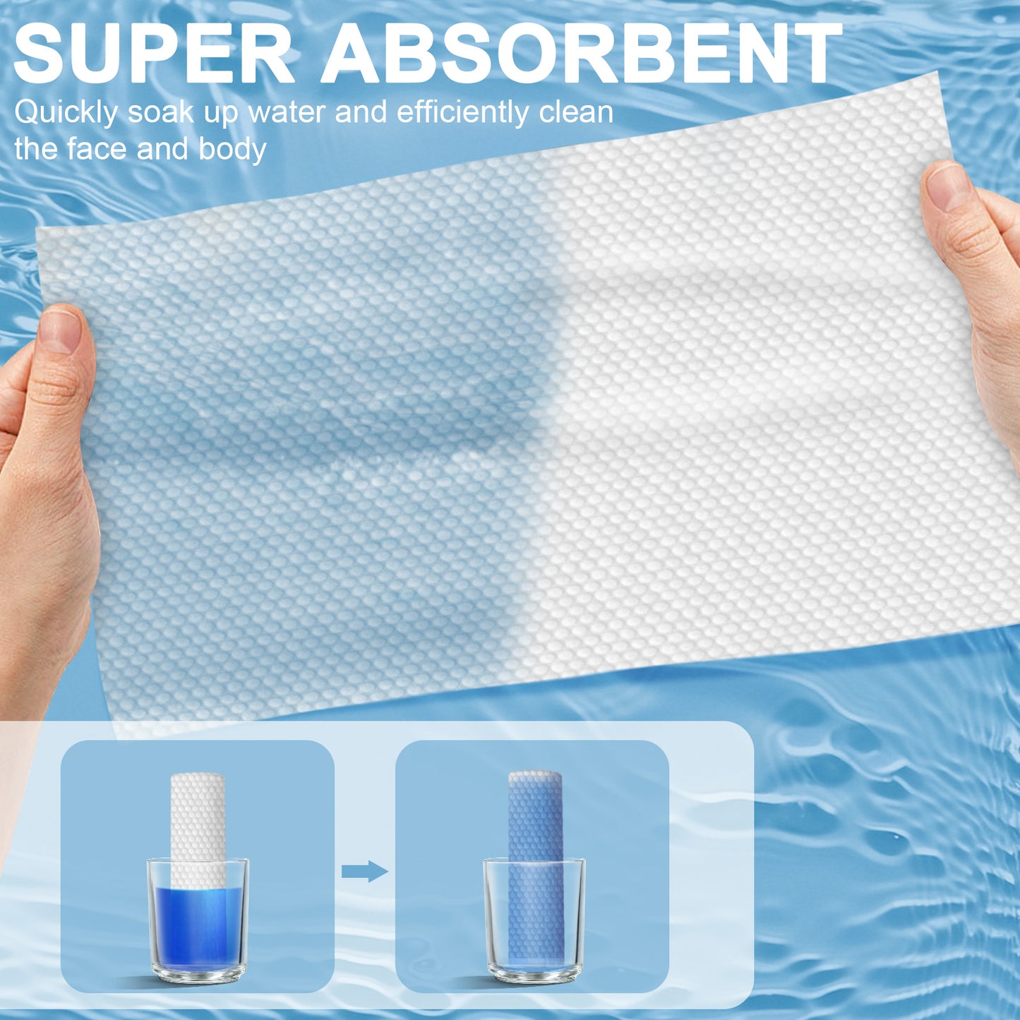 25 Disposable Portable Face Towels Compressed Coin Tissue, 11.02" x 11.8"