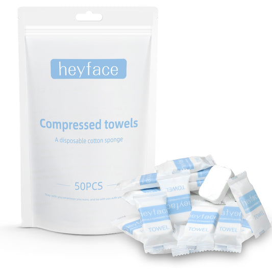 50 Disposable Portable Face Towels,Super-Absorbent Compressed Towels for Travel Compressed Coin Tissue, 11.02" x 11.8"