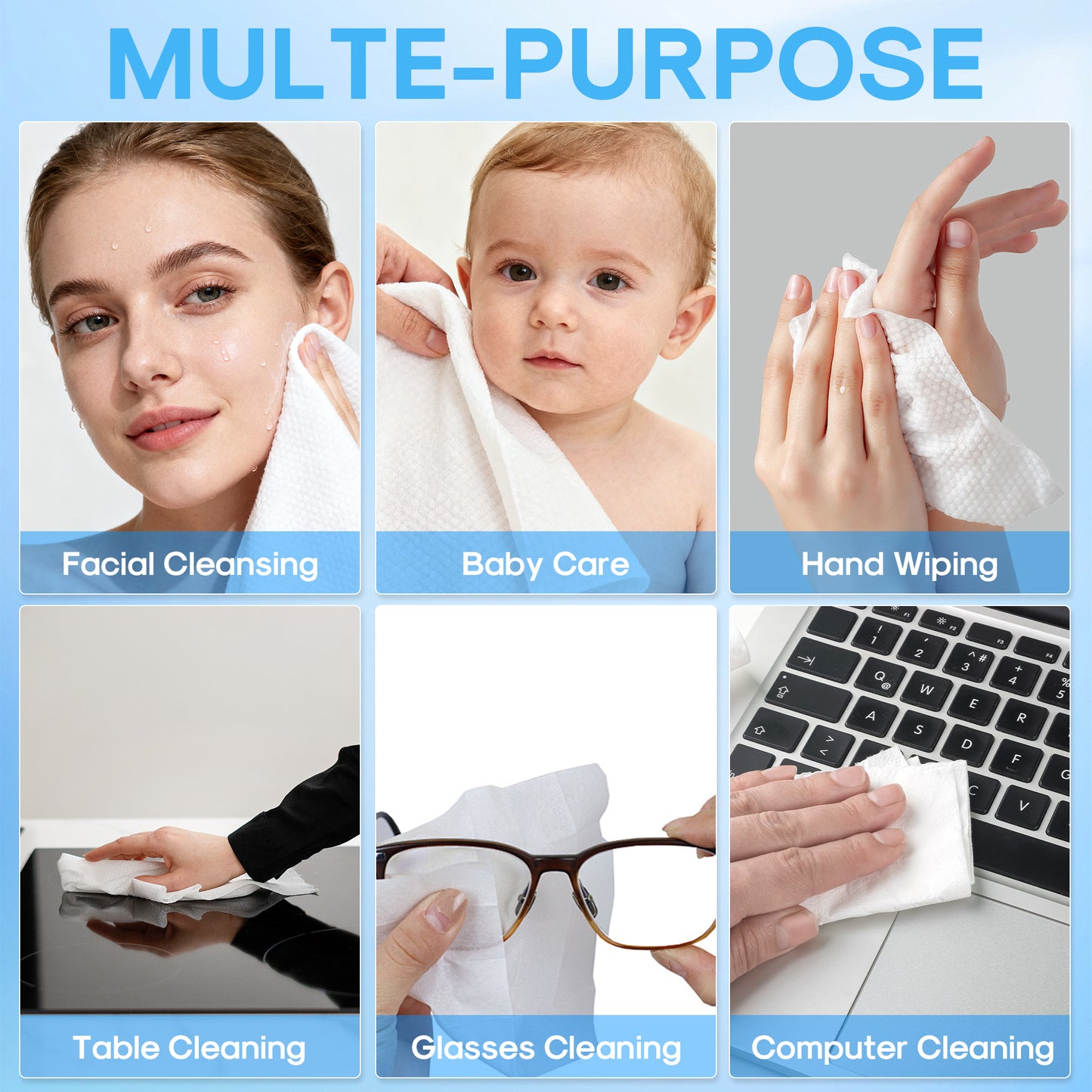Clean Towels 60 Ct - Size 11.5" x 11.1", Disposable Face Towelette, Makeup Remover Wipes