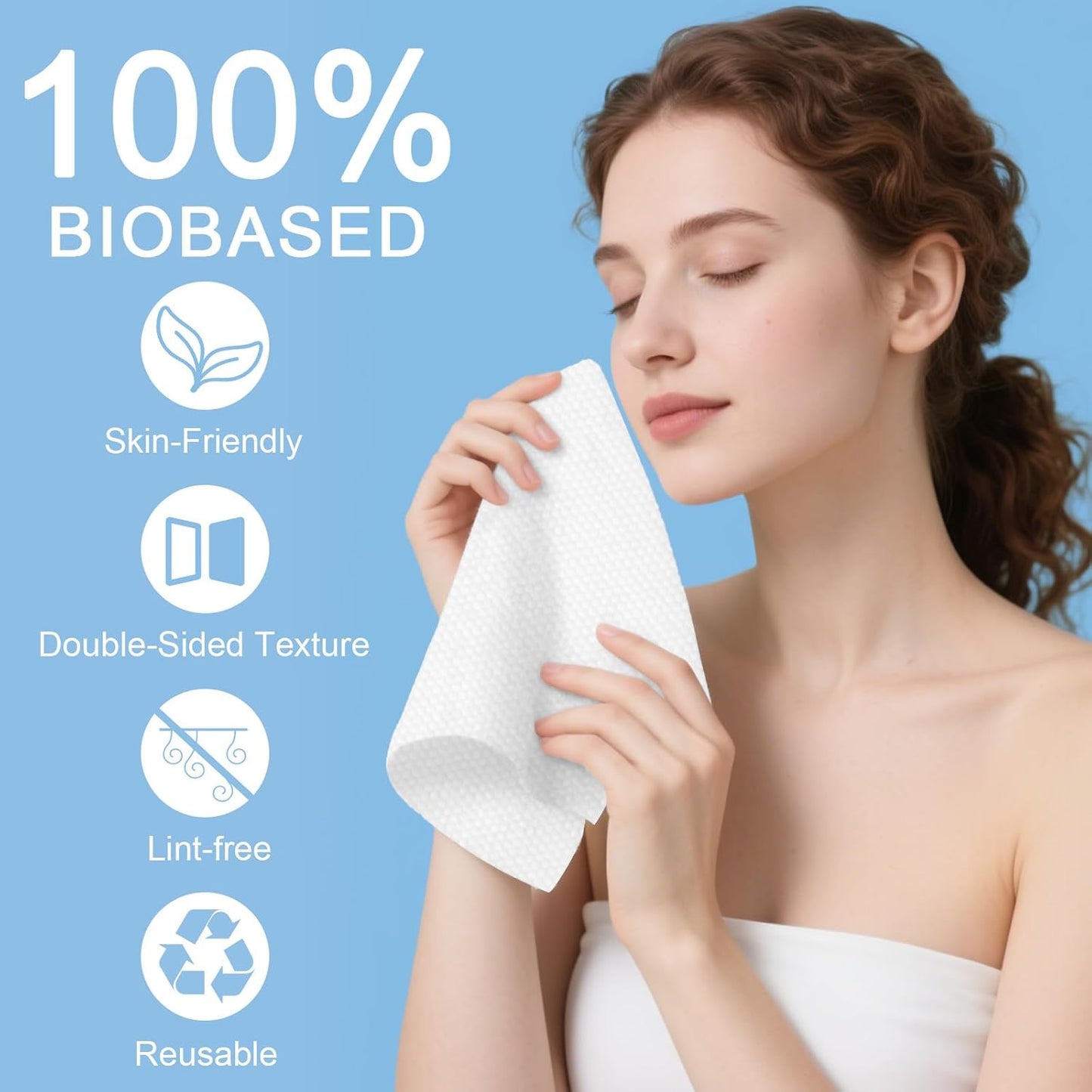 Clean Towels 60 Ct - Size 11.5" x 11.1", Disposable Face Towelette, Makeup Remover Wipes